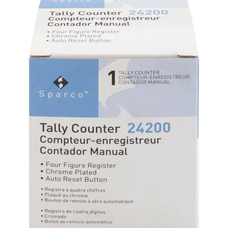 Sparco Tally Counters - 4 Digit - Finger Ring - Desktop - Chrome Plated Steel - Silver