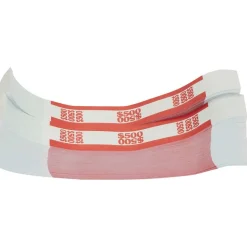 Sparco White Kraft ABA Bill Straps, $500, Red/White, Box Of 1,000