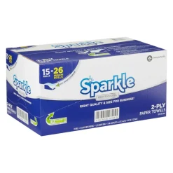 Sparkle by GP PRO, 2-Ply, Perforated Paper Towels, White, 15 Rolls Per Case, 85 Sheets Per Roll