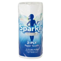 Sparkle by GP PRO, 2-Ply, Perforated Paper Towels, White, 15 Rolls Per Case, 85 Sheets Per Roll