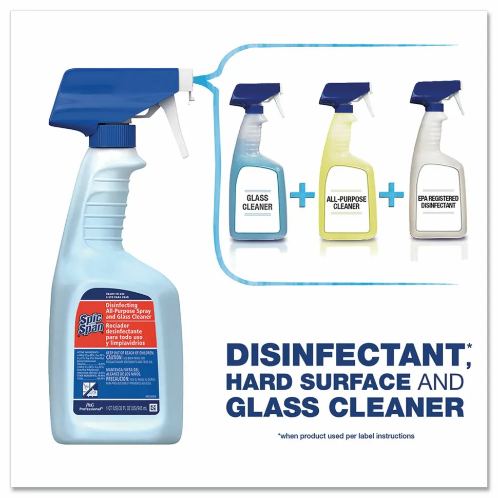 Spic and Span Disinfecting All-Purpose Spray and Glass Cleaner, Fresh Scent, Concentrated, 1 gal, 2/Carton
