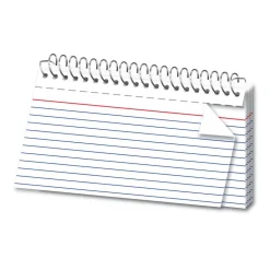 Spiral Ruled Index Cards, 3" x 5", White, Pack Of 50