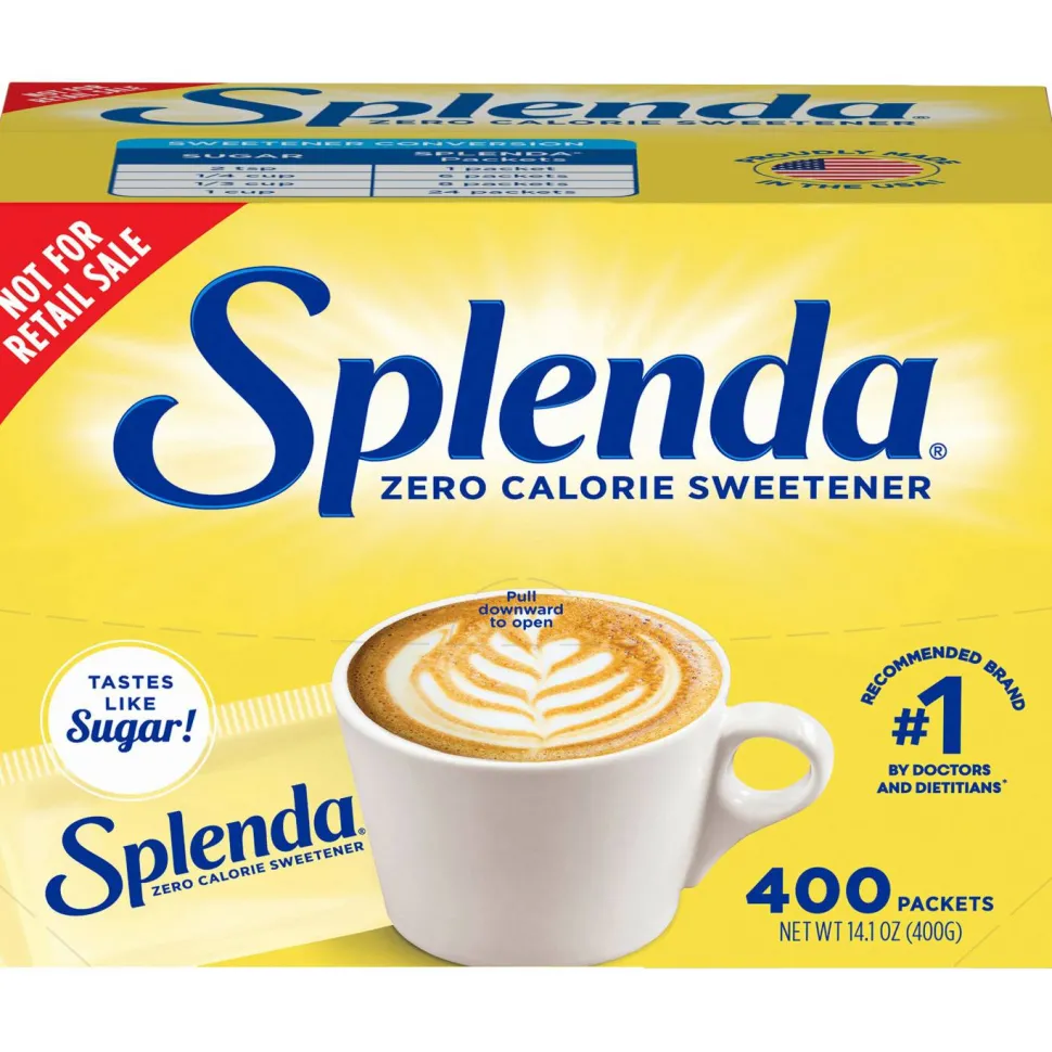 Splenda Single-serve Sweetener Packets - Packet - 0.035 oz (1 g) - Artificial Sweetener - 6/Carton - 400 Per Box