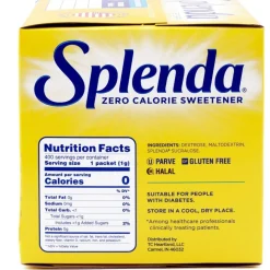 Splenda Single-serve Sweetener Packets - Packet - 0.035 oz (1 g) - Artificial Sweetener - 6/Carton - 400 Per Box