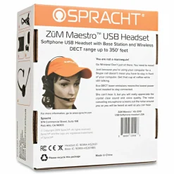 SprachtZUM Maestro Wireless DECT 6.0 Monoaural Over-the-Head USB Headset, Black