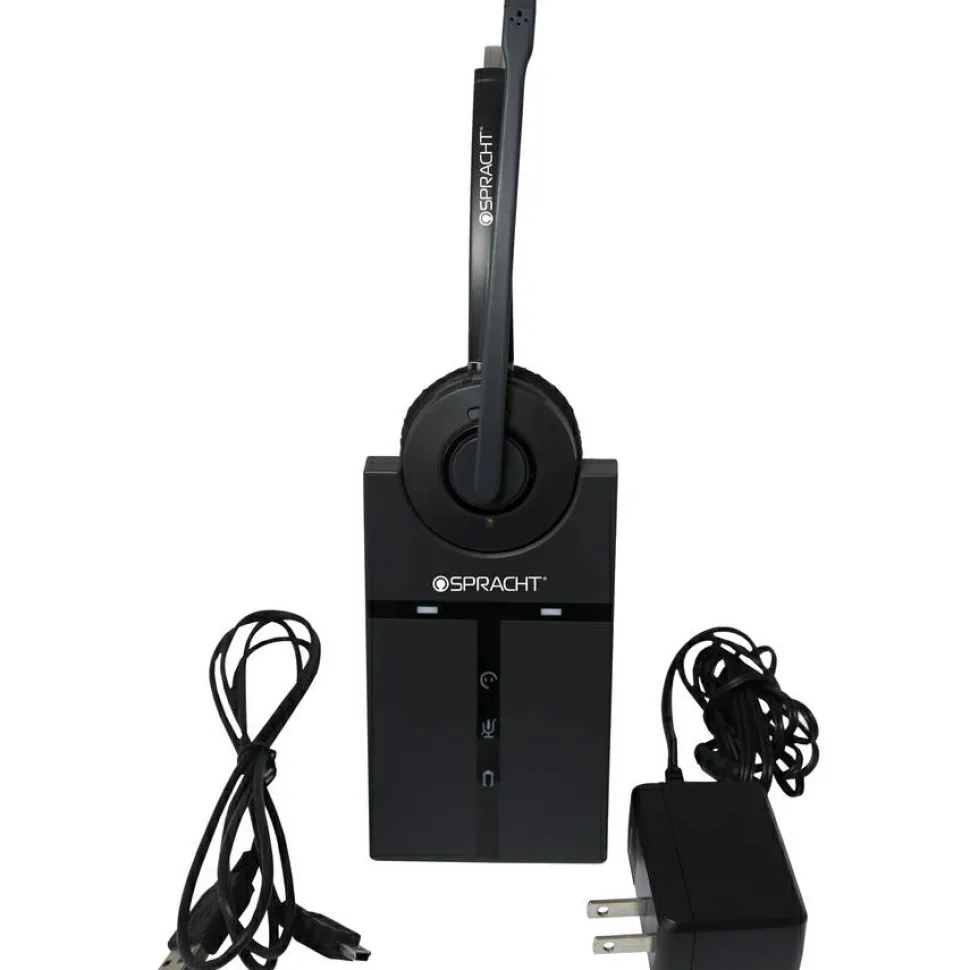 SprachtZUM Maestro Wireless DECT 6.0 Monoaural Over-the-Head USB Headset, Black