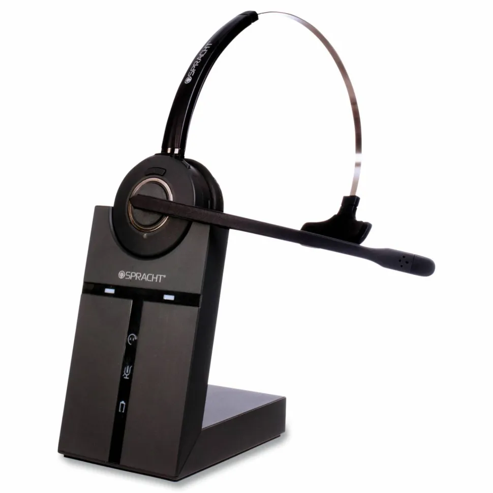 SprachtZUM Maestro Wireless DECT 6.0 Monoaural Over-the-Head USB Headset, Black