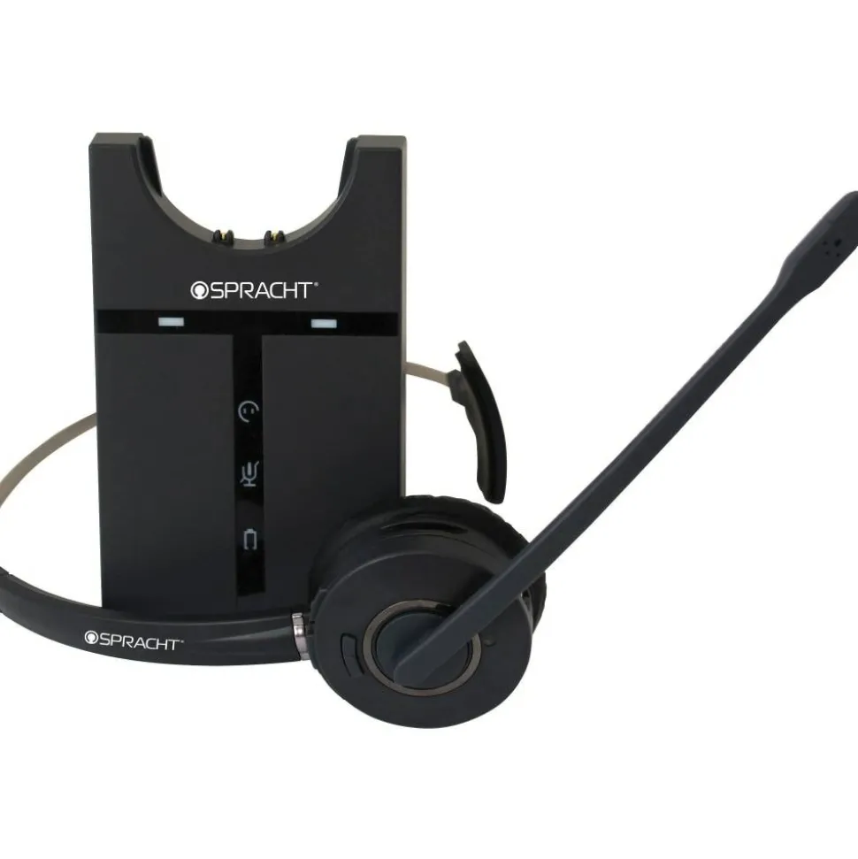 SprachtZUM Maestro Wireless DECT 6.0 Monoaural Over-the-Head USB Headset, Black