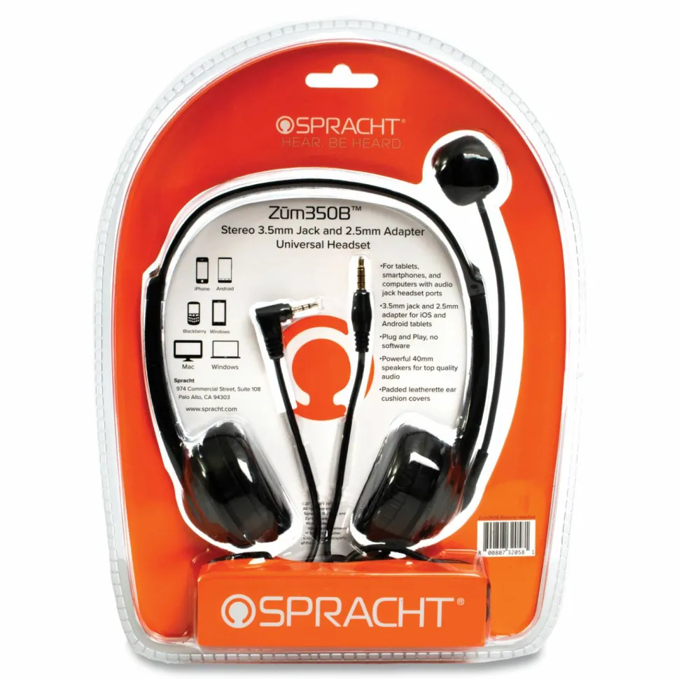 Spracht ZuM ZuM350B Binaural Over The Head Headset, Black