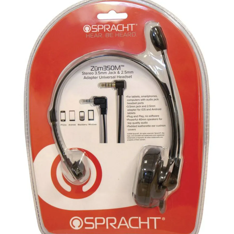 Spracht ZuM ZuM350M Monaural Over The Head Headset, Black