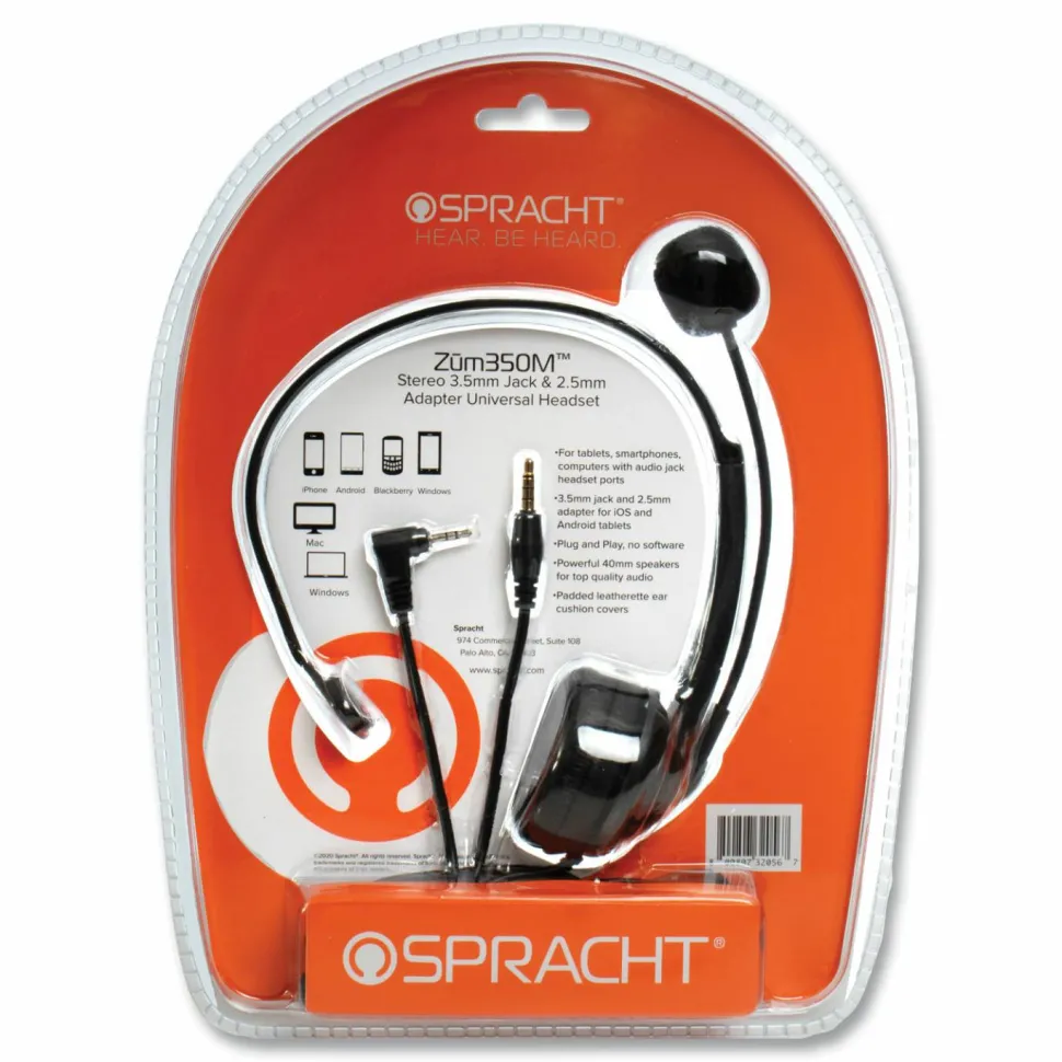 Spracht ZuM ZuM350M Monaural Over The Head Headset, Black