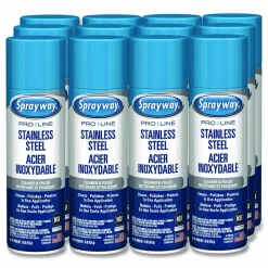 Sprayway PRO LINE Stainless Steel Cleaner and Polish, 15 oz Aerosol Spray, 12/Carton