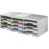 Stackable Plastic Literature Organizer, 12 Compartments, Gray