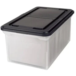 Stackable File Tote Box, Letter Size, 10-7/10"H x 22-4/5"D x 13-7/10"W, Clear/Black