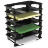 Stacking Desk Trays, 2 1/2"H x 15 1/4"W x 8 3/4"D, Black, Pack Of 6