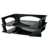 Stacking Desk Trays, 3"H x 14 3/4"W x 9 1/4"D, Black, Pack Of 2