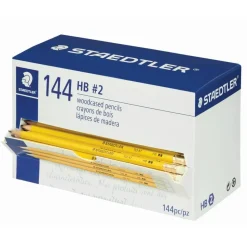 Staedtler Woodcased Pre-Sharpened Pencils, 2 mm, #2HB, Yellow, Pack Of 144 Pencils