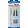 Staedtler 2-Nib Calligraphy Set, Assorted Points, Beige Marble Barrel, Black Ink