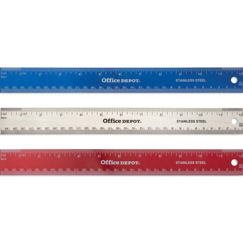 Stainless Steel Ruler, 12", Assorted Colors (No Color Choice)