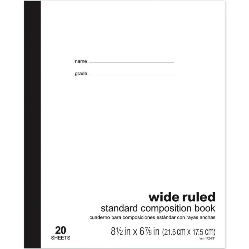 Standard Composition Book, 6-7/8" x 8-1/2", Wide Ruled, 20 Sheets