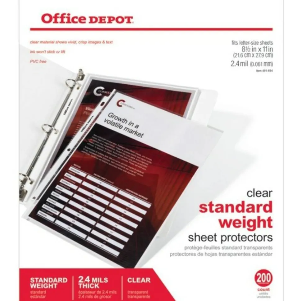 Standard Weight Sheet Protectors, 8-1/2" x 11", Clear, Pack Of 200