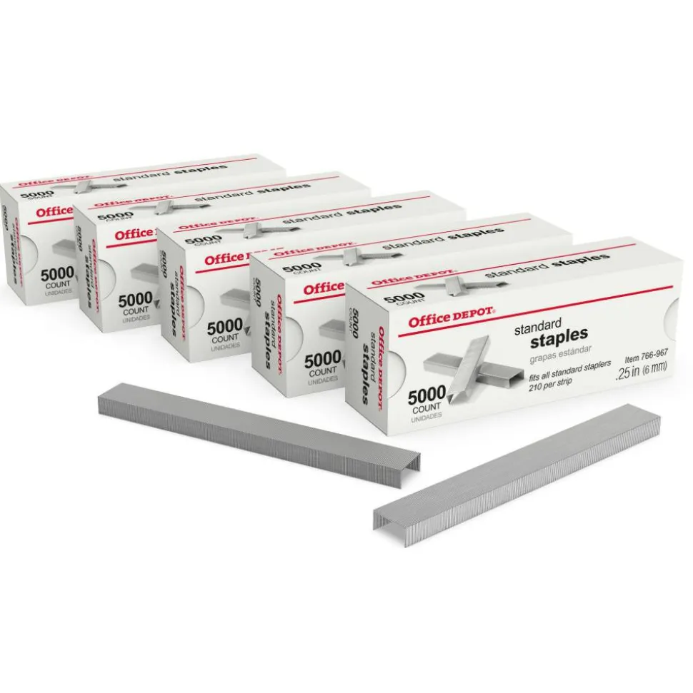 Standard Staples, 1/4", 5,000 Staples Per Pack, Box Of 5 Packs