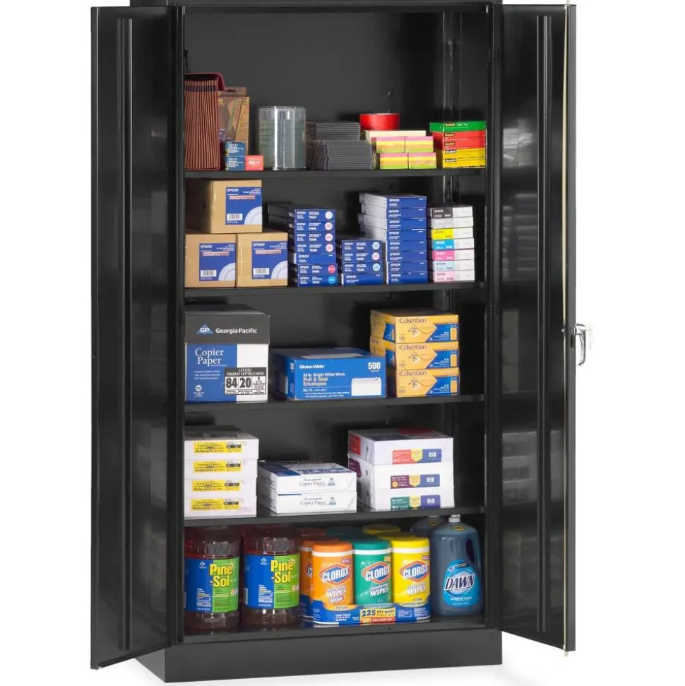 Standard Storage Cabinet, 4 Adjustable Shelves, 18" x 72"D, Black