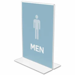 Stand-Up Sign Holder, Vertical, 7"H x 5"W, Clear, 69101