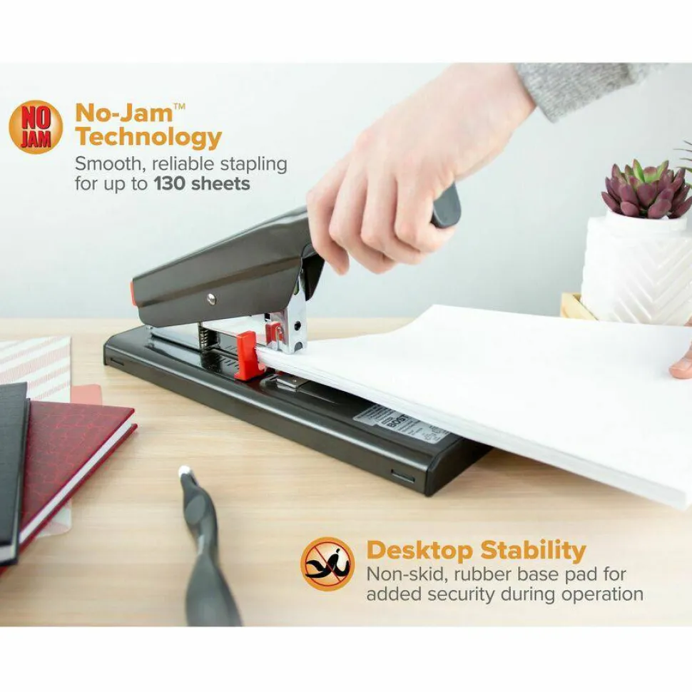 Stanley Bostitch 130-Sheet Heavy-Duty Stapler With Antimicrobial Protection, Black