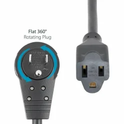 StarTech 10ft Power Extension Cord, Rotating Flat Plug Extension Cord, NEMA 5-15P to NEMA 5-15R Cable, 16 AWG, 125V/13A, UL Certified