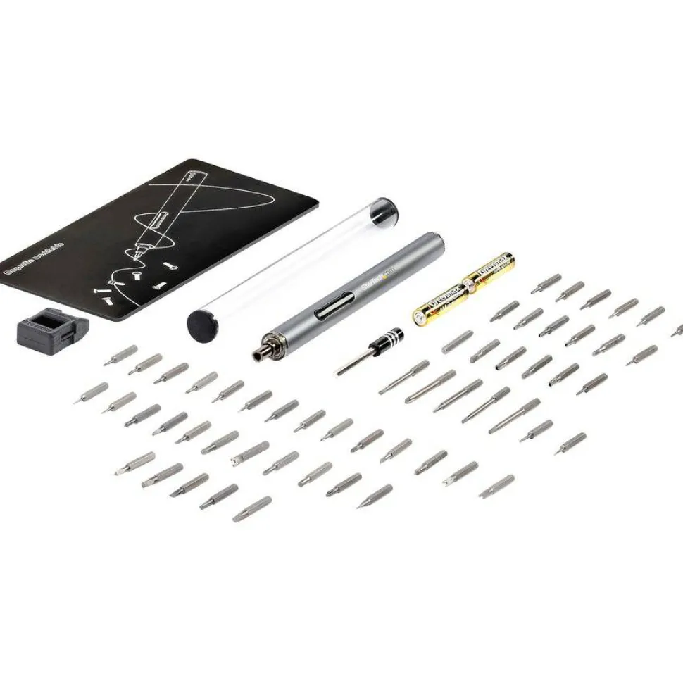 StarTech.com 55-Bit Electric Precision Screwdriver Set, Cordless/Battery Powered, Magnetic Bit Driver Kit for Laptop/Computer/Phone Repair