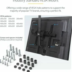 StarTech.com Ceiling TV Mount For 32 to 75" TVs, 8.2' to 9.8' Long Pole