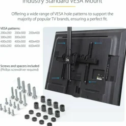 StarTech.com Ceiling TV Mount For 32 to 75" TVs, 3.5' to 5' Pole