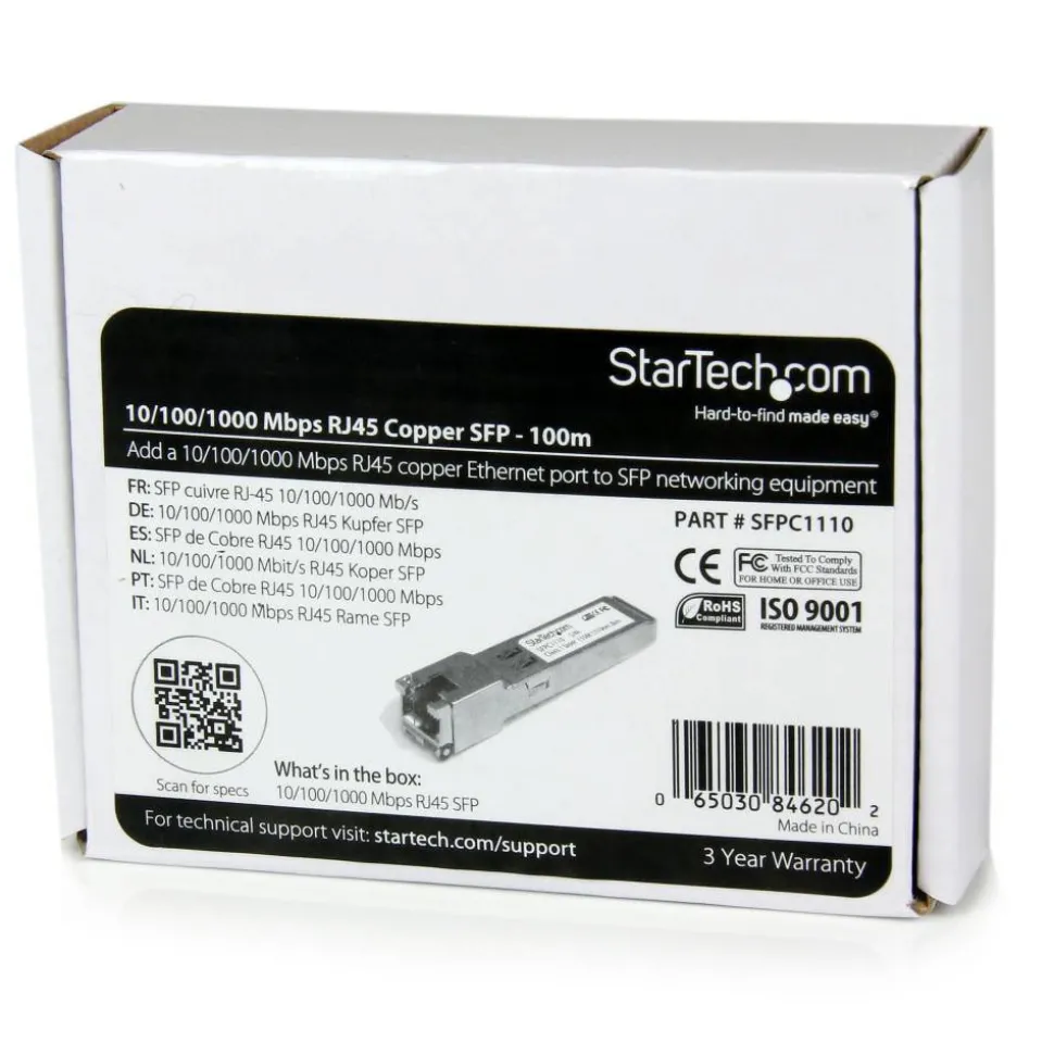 StarTech.com Cisco SFP-GE-T Compatible SFP Module - 1000BASE-T Copper SFP Transceiver - Lifetime Warranty - SFPC1110
