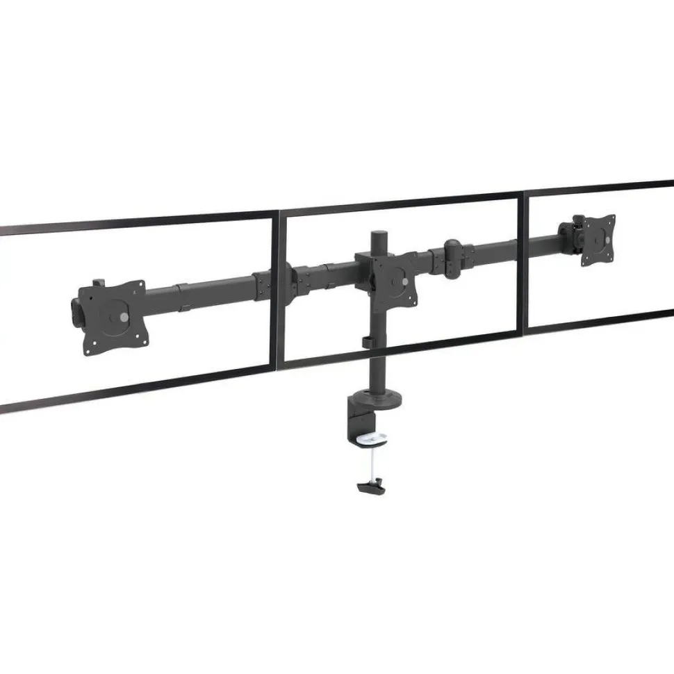 StarTech.com Desk Mount Triple Monitor Arm - Articulating - Steel - For VESA Monitors up to 27"- Clamp/Grommet - 3 Monitor Stand (ARMTRIO)