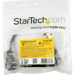 StarTech.com 3 ft Flat Extension Cord - NEMA 5-15R to NEMA Right-Angle 5-15P Power Cable - Low Profile Extension Cord - Right Angle Power Cord