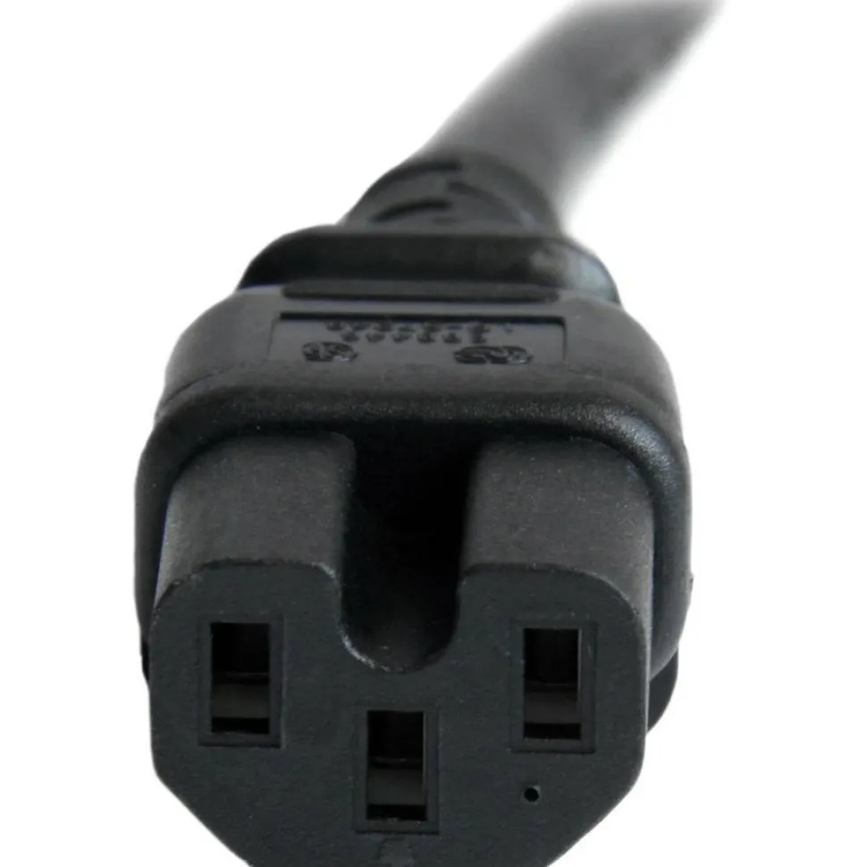 StarTech.com 3ft (1m) Heavy Duty Extension Cord, IEC C14 to IEC C15 Black Extension Cord, 15A 125V, 14AWG, Heavy Gauge Power Cable