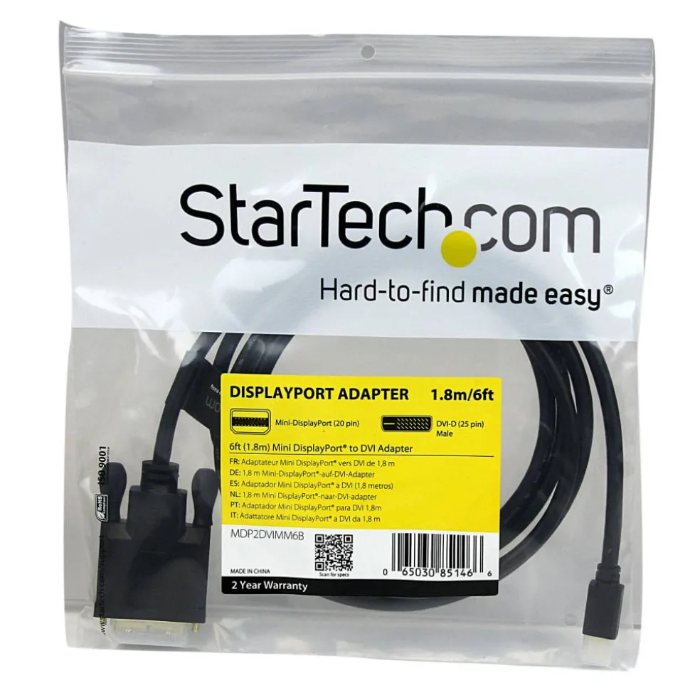 StarTech.com 6 ft Mini DisplayPort to DVI Adapter Converter Cable - Mini DP to DVI 1920x1200 - Black - 6 ft DVI/Mini DisplayPort Video Cable