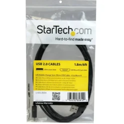 StarTech.com 6 ft Mobile Charge Sync USB to Slim Micro USB Cable - USBAUB6BK