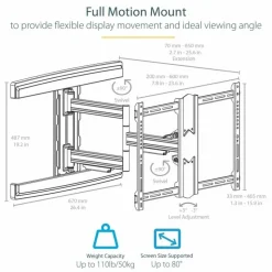 StarTech.com Full Motion TV Wall Mount - For up to 80