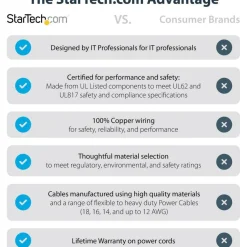 StarTech.com Hospital Grade Power Cord, 10'