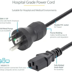 StarTech.com Hospital Grade Power Cord, 10'