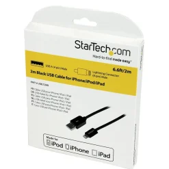 StarTech.com 2m (6ft) Long Black Apple 8-pin Lightning Connector to USB Cable - USBLT2MB