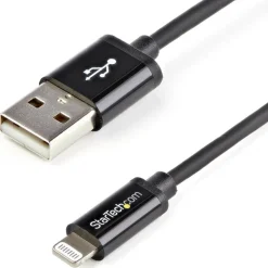 StarTech.com 2m (6ft) Long Black Apple 8-pin Lightning Connector to USB Cable - USBLT2MB