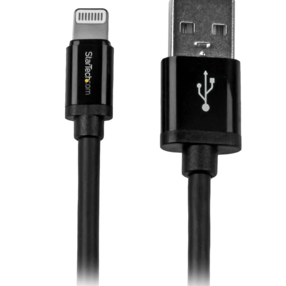 StarTech.com 2m (6ft) Long Black Apple 8-pin Lightning Connector to USB Cable - USBLT2MB