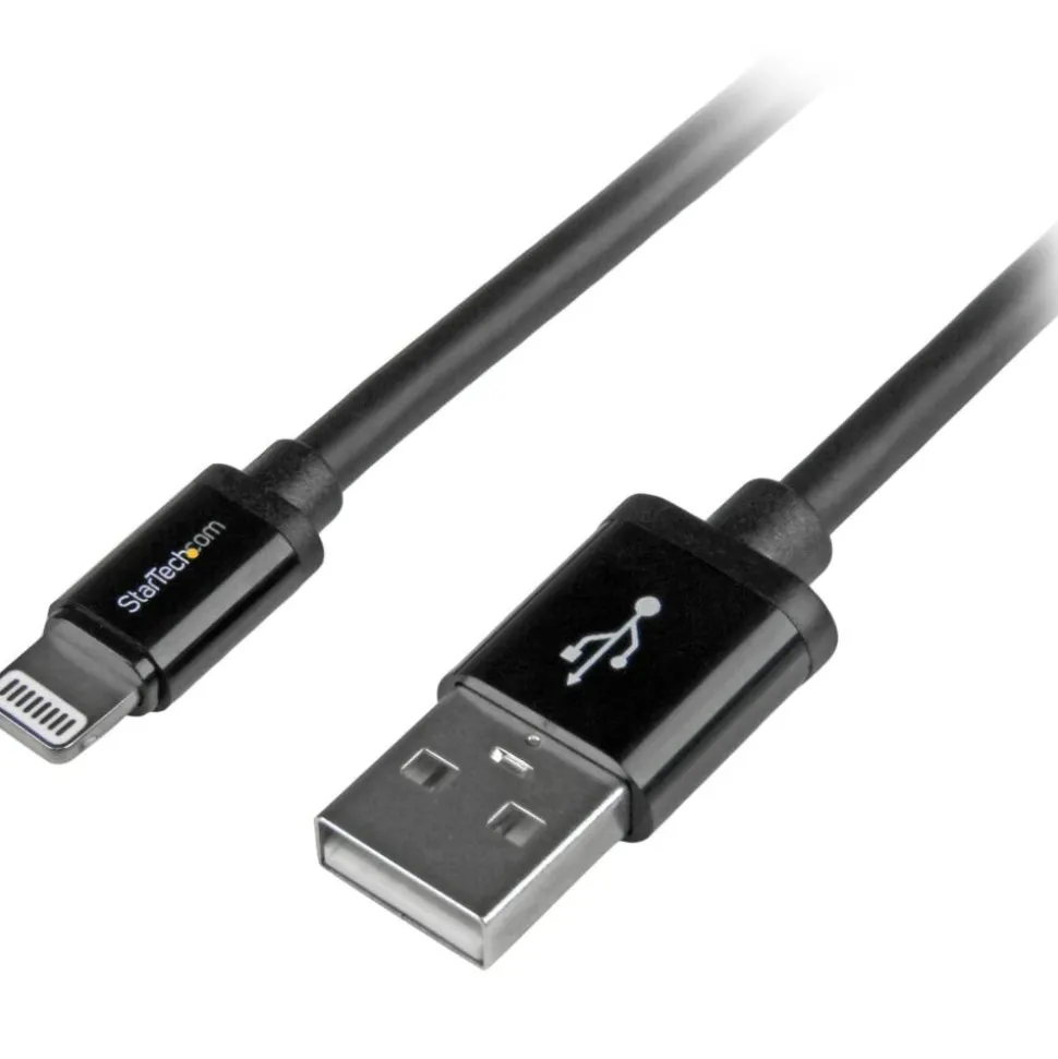 StarTech.com 2m (6ft) Long Black Apple 8-pin Lightning Connector to USB Cable - USBLT2MB