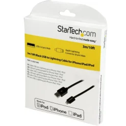 StarTech.com 3m (10ft) Long Black Apple 8-pin Lightning Connector to USB Cable for iPhone / iPod / iPad