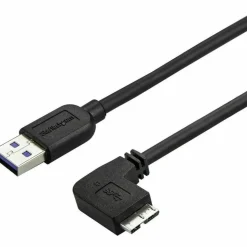 StarTech.com 2m 6 ft Slim Micro USB 3.0 Cable - M/M - USB 3.0 A to Right-Angle Micro USB - USB 3.1 Gen 1 (5 Gbps) - 6.56 ft USB Data Transfer Cable