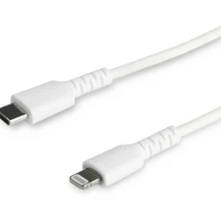 StarTech.com 2m/6.6ft USB C to Lightning Cable - MFi Certified - Heavy Duty Lightning Cable - White - Durable USB Charging Cable (RUSBCLTMM2MW)