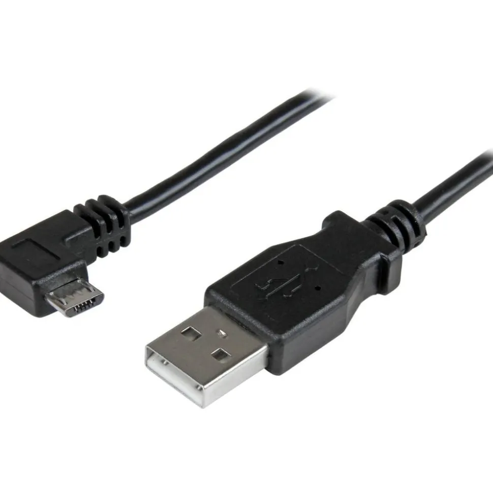 StarTech.com 0.5 m Right Angle Micro USB Cable - Charge and Sync Cable - USB to Micro USB - 24 AWG - USBAUB50CMRA